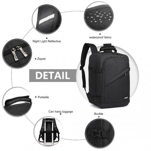 EM2231 - Kono Lightweight Cabin Bag Travel Business Backpack - Black - Easy Luggage