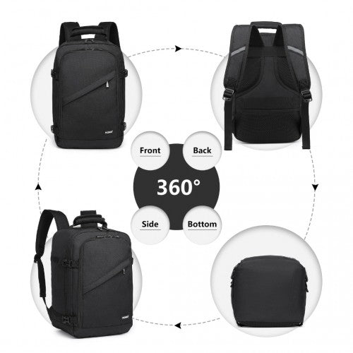 EM2231 - Kono Lightweight Cabin Bag Travel Business Backpack - Black - Easy Luggage
