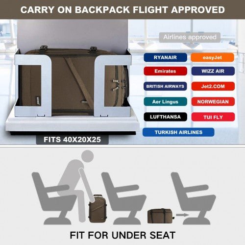 EM2231 - Kono Lightweight Cabin Bag Travel Business Backpack - Brown - Easy Luggage