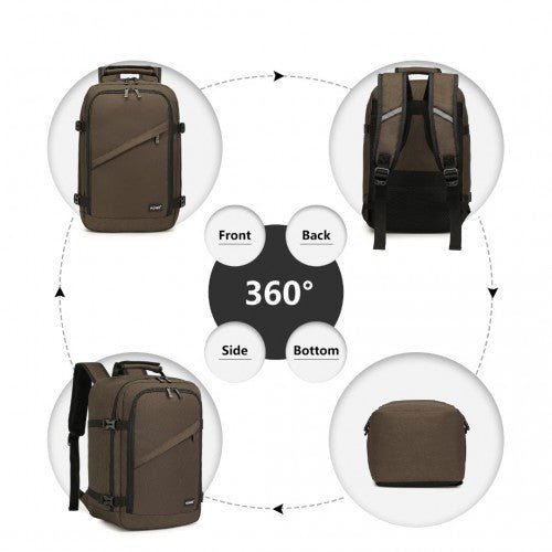EM2231 - Kono Lightweight Cabin Bag Travel Business Backpack - Brown - Easy Luggage