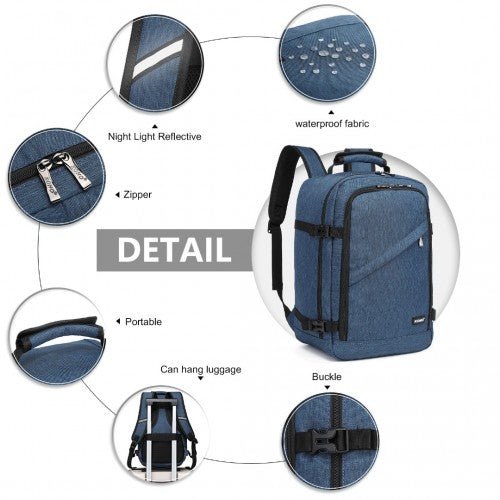EM2231 - Kono Lightweight Cabin Bag Travel Business Backpack - Navy - Easy Luggage