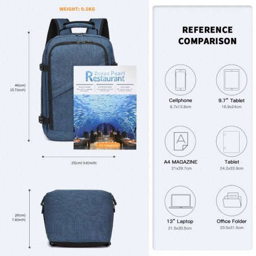 EM2231 - Kono Lightweight Cabin Bag Travel Business Backpack - Navy - Easy Luggage