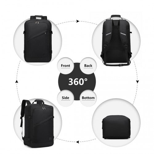 EM2231L - Kono Lightweight Cabin Bag Travel Business Backpack - Black - Easy Luggage