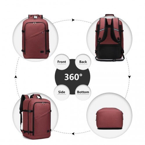 EM2231L - Kono Lightweight Cabin Bag Travel Business Backpack - Burgundy - Easy Luggage