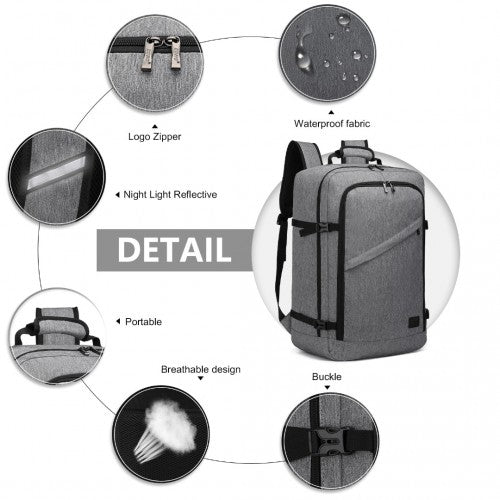 EM2231L - Kono Lightweight Cabin Bag Travel Business Backpack - Grey - Easy Luggage