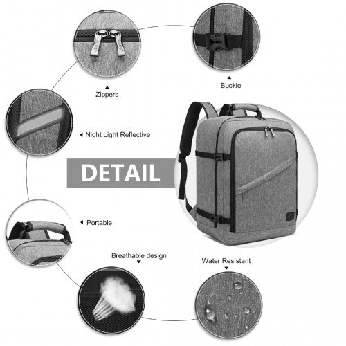 EM2231M - Kono Lightweight Cabin Bag Travel Business Backpack - Grey - Easy Luggage