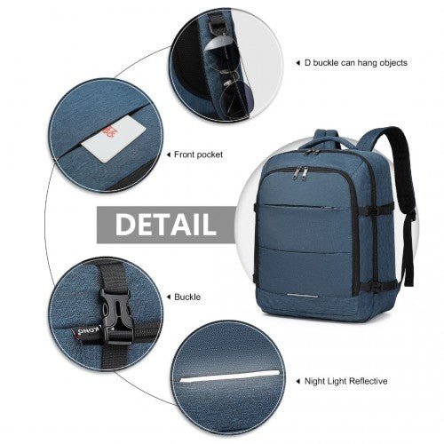 EM2232 - Kono Multi - level High - capacity Cabin Bag Travel Backpack - Navy - Easy Luggage