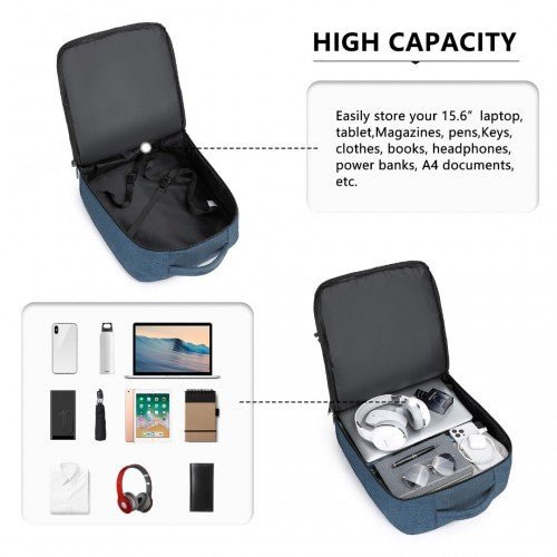 EM2232 - Kono Multi - level High - capacity Cabin Bag Travel Backpack - Navy - Easy Luggage