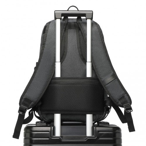 EM2347 - Kono Multi - Compartment Water - Resistant Backpack With USB Charging Port - Black - Easy Luggage