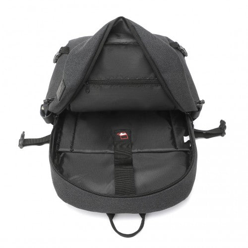 EM2347 - Kono Multi - Compartment Water - Resistant Backpack With USB Charging Port - Black - Easy Luggage