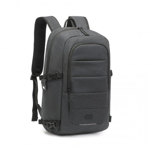 EM2347 - Kono Multi - Compartment Water - Resistant Backpack With USB Charging Port - Black - Easy Luggage
