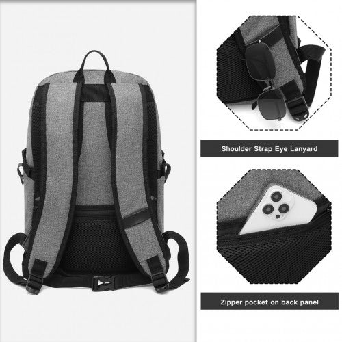 EM2347 - Kono Multi - Compartment Water - Resistant Backpack With USB Charging Port - Grey - Easy Luggage