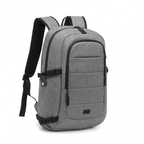 EM2347 - Kono Multi - Compartment Water - Resistant Backpack With USB Charging Port - Grey - Easy Luggage