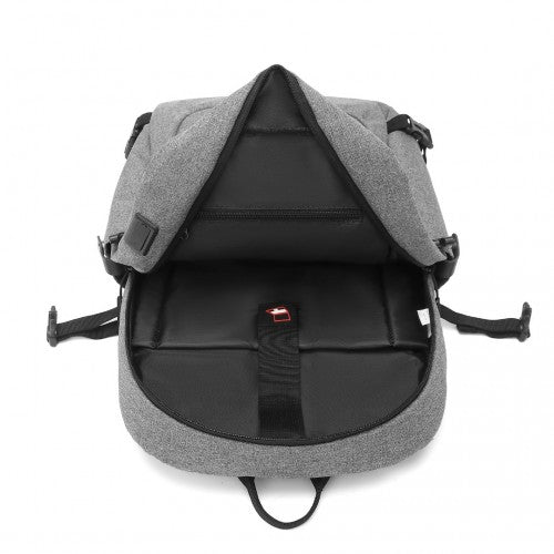 EM2347 - Kono Multi - Compartment Water - Resistant Backpack With USB Charging Port - Grey - Easy Luggage