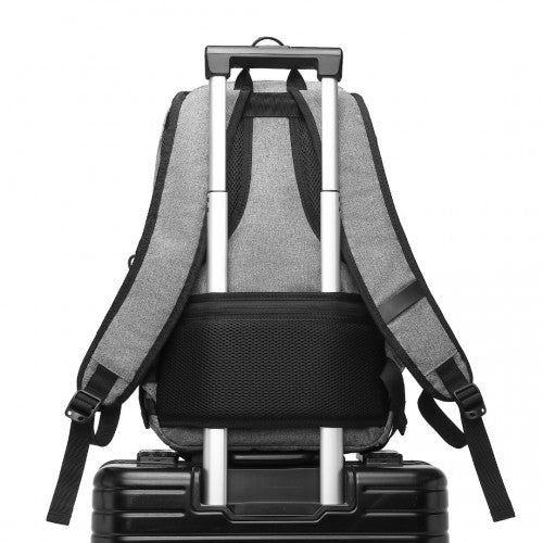 EM2347 - Kono Multi - Compartment Water - Resistant Backpack With USB Charging Port - Grey - Easy Luggage