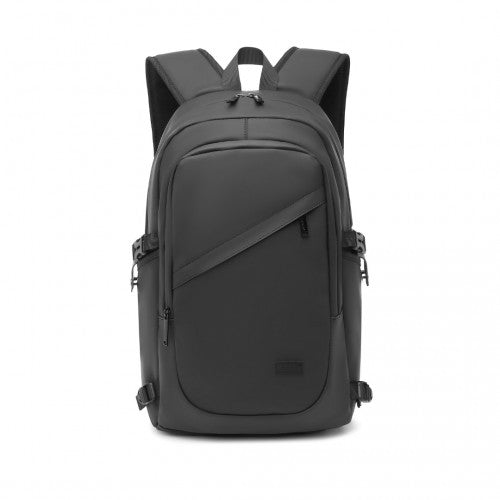 EM2349 - Kono PVC Coated Water - Resistant Tech Backpack With USB Charging Port - Black - Easy Luggage