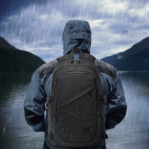 EM2349 - Kono PVC Coated Water - Resistant Tech Backpack With USB Charging Port - Black - Easy Luggage