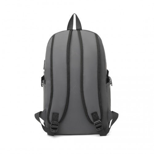 EM2349 - Kono PVC Coated Water - Resistant Tech Backpack With USB Charging Port - Grey - Easy Luggage