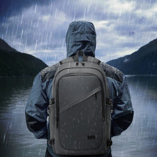 EM2349 - Kono PVC Coated Water - Resistant Tech Backpack With USB Charging Port - Grey - Easy Luggage