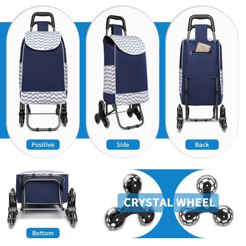 EQ2043 - Kono 6 Wheel Push Shopping Trolley - Navy - Easy Luggage