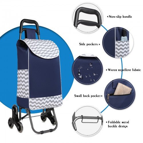 EQ2043 - Kono 6 Wheel Push Shopping Trolley - Navy - Easy Luggage