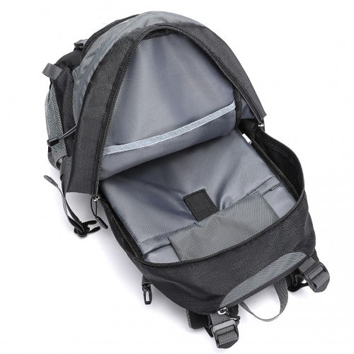 EQ2238 - Kono Multi Functional Outdoor Hiking Backpack With Rain Cover - Black - Easy Luggage