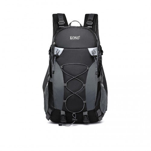 EQ2238 - Kono Multi Functional Outdoor Hiking Backpack With Rain Cover - Black - Easy Luggage