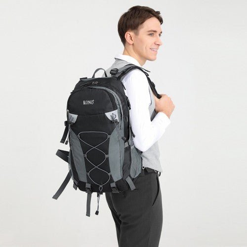 EQ2238 - Kono Multi Functional Outdoor Hiking Backpack With Rain Cover - Grey - Easy Luggage