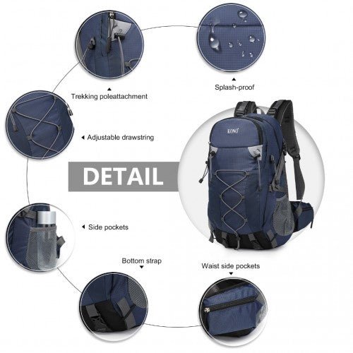 EQ2238 - Kono Multi Functional Outdoor Hiking Backpack With Rain Cover - Navy - Easy Luggage
