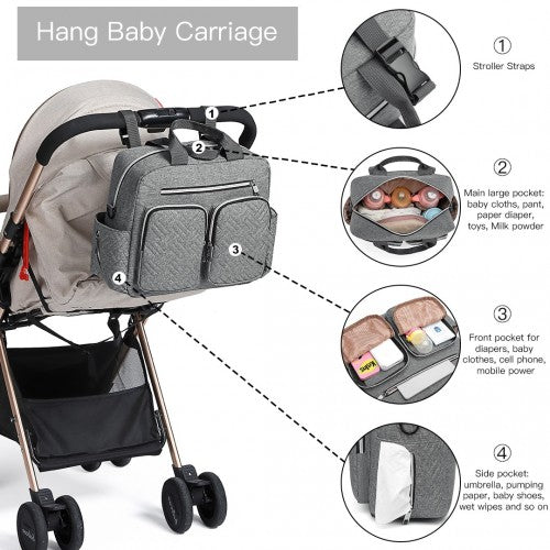EQ2248 - Kono Durable And Functional Changing Tote Bag - Grey - Easy Luggage