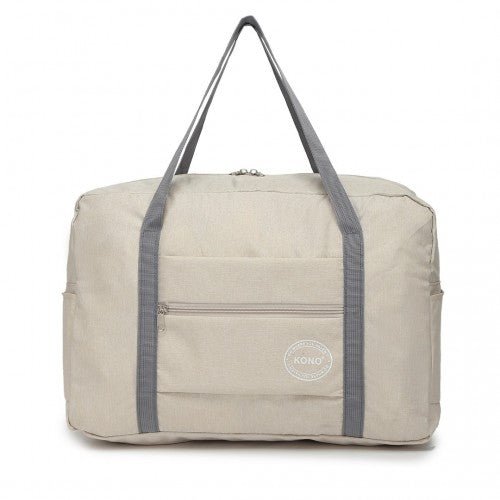 EQ2256 - Kono Foldable Waterproof Storage Travel Handbag - Beige - Easy Luggage