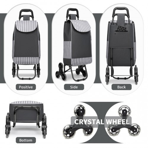 EQ2259 - Kono 6 Wheel Push Shopping Trolley - Grey - Easy Luggage