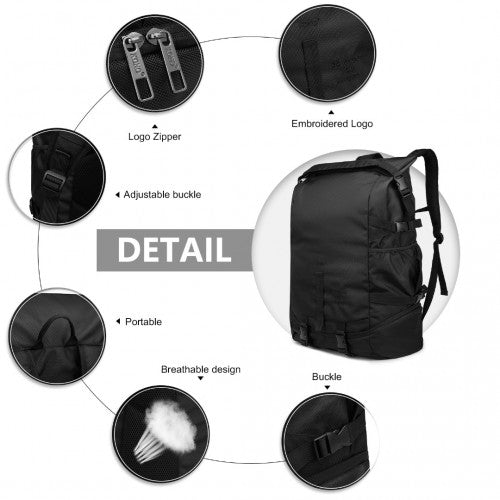 EQ2302 - Kono Large Capacity Basketball Sports Fitness Backpack - Black - Easy Luggage