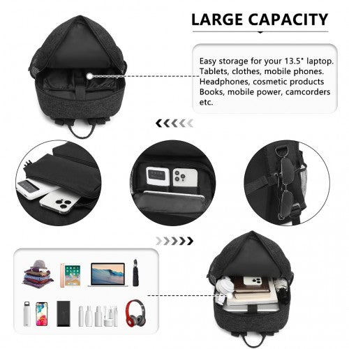 EQ2304 - Kono Men's Versatile and Sleek Urban Commuter Backpack - Black - Easy Luggage