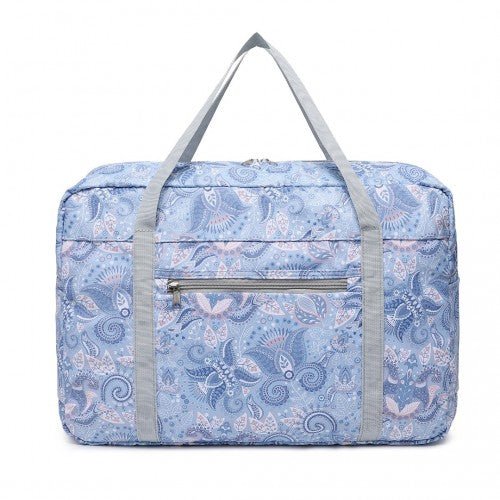 EQ2308P - Kono Foldable Waterproof Storage Cabin Travel Handbag Print - Light Blue - Easy Luggage