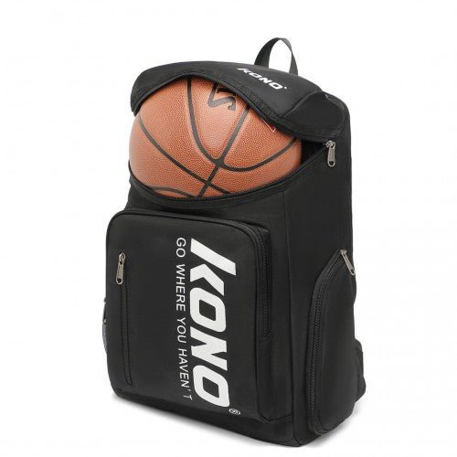 EQ2313 - Kono Versatile Sports Backpack With Independent Shoe Compartment - Black - Easy Luggage