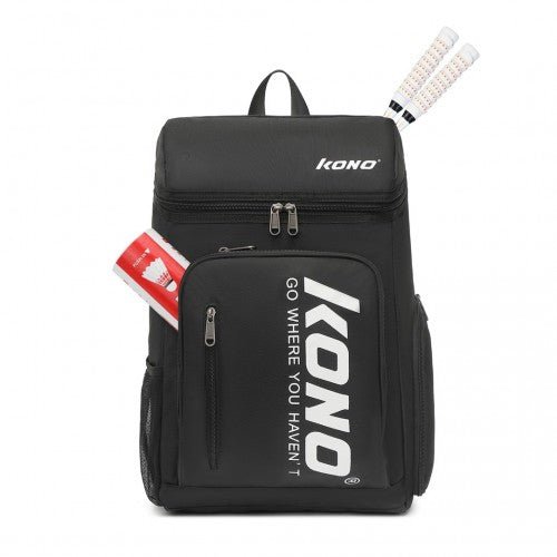 EQ2313 - Kono Versatile Sports Backpack With Independent Shoe Compartment - Black - Easy Luggage