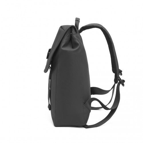 EQ2327 - Kono PVC Coated Water - resistant Streamlined And Innovative Flap Backpack - Black - Easy Luggage