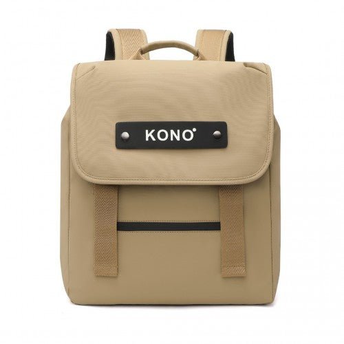 EQ2327 - Kono PVC Coated Water - resistant Streamlined And Innovative Flap Backpack - Khaki - Easy Luggage