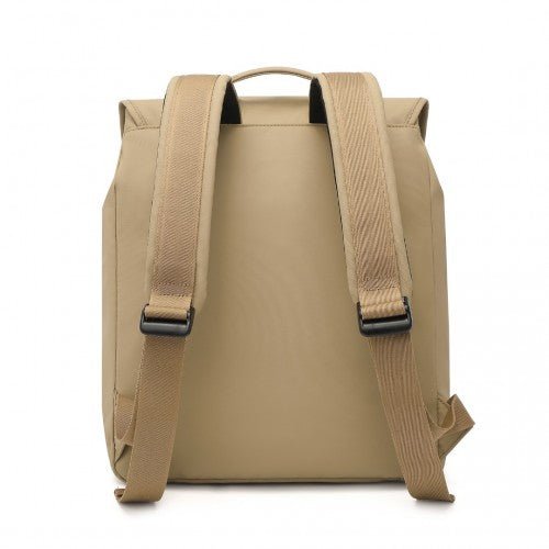 EQ2327 - Kono PVC Coated Water - resistant Streamlined And Innovative Flap Backpack - Khaki - Easy Luggage