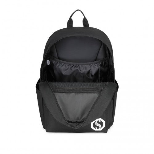 EQ2360 - Kono Durable Polyester Glow - in - the - Dark School Backpack - Black - Easy Luggage