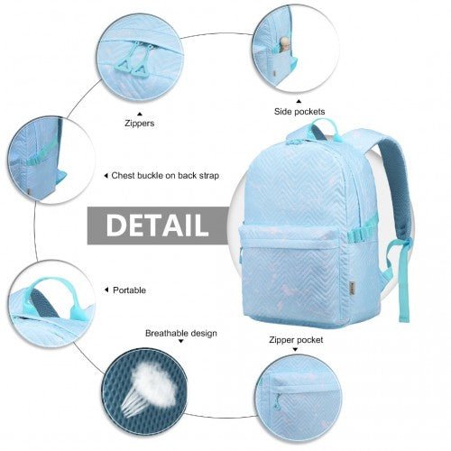 EQ2361 - Kono Water - Resistant School Backpack With Secure Laptop Compartment - Blue - Easy Luggage