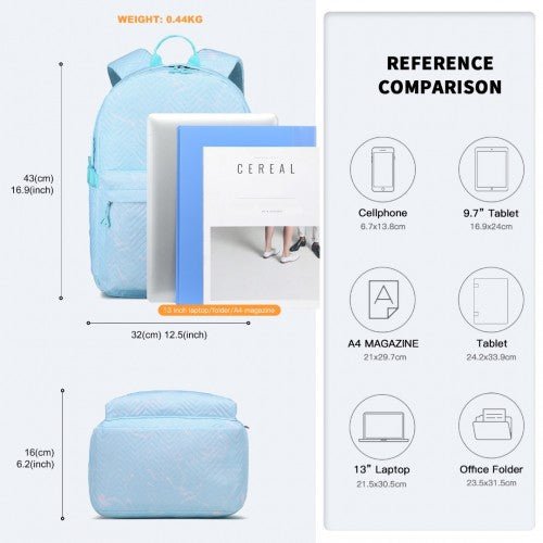 EQ2361 - Kono Water - Resistant School Backpack With Secure Laptop Compartment - Blue - Easy Luggage