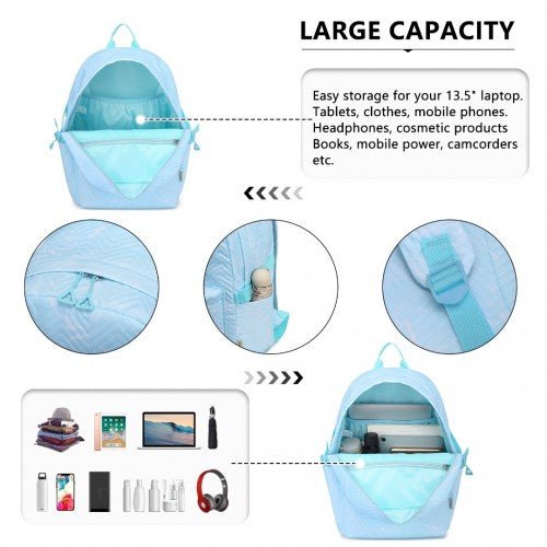 EQ2361 - Kono Water - Resistant School Backpack With Secure Laptop Compartment - Blue - Easy Luggage