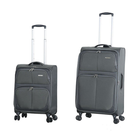 Fantana Super Light Soft Shell 4 - Wheels Expandable Luggage with Multiple Pockets Grey - Easy Luggage