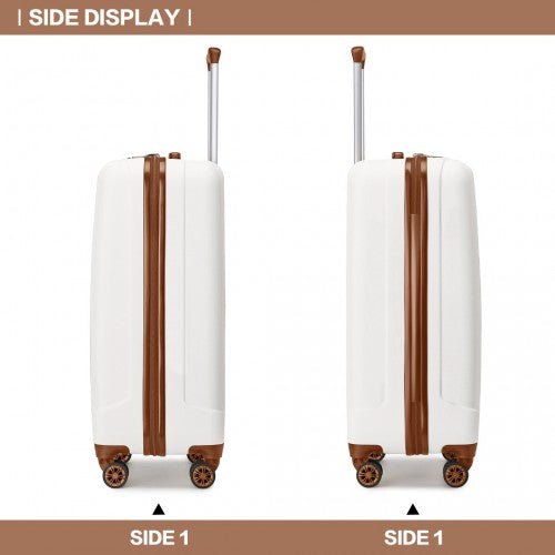 K1773 - 1L - Kono 19 Inch Cabin Size ABS Hard Shell Luggage with Vertical Stripes - Ideal for Carry - On - Cream - Easy Luggage