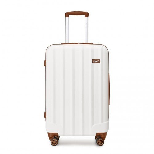 K1773 - 1L - Kono 24 Inch Striped ABS Hard Shell Luggage with 360 - Degree Spinner Wheels - Cream - Easy Luggage