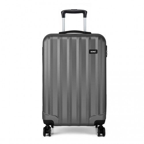 K1773L - Kono Vertical Stripe Hard Shell Suitcase 19 Inch Luggage - Grey - Easy Luggage