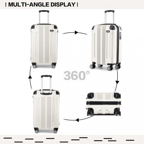 K1777 - 1L - Kono 19 Inch ABS Lightweight Compact Hard Shell Cabin Suitcase Travel Carry - On Luggage - Beige - Easy Luggage