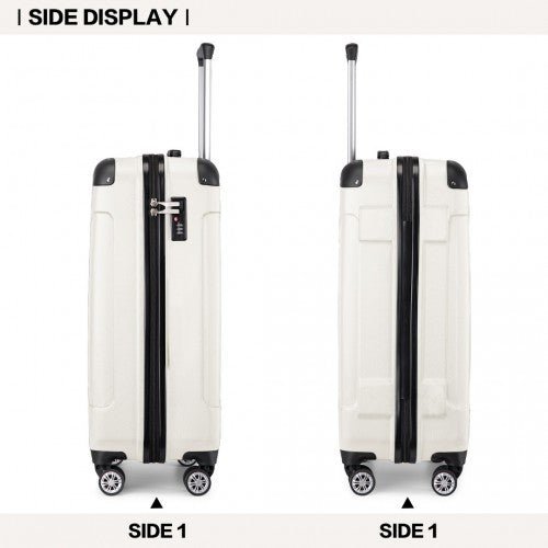 K1777 - 1L - Kono 19 Inch ABS Lightweight Compact Hard Shell Cabin Suitcase Travel Carry - On Luggage - Beige - Easy Luggage